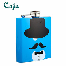 6 Oz Silk-Printing Mustache Series Hip Flask (XF-633) for Gift